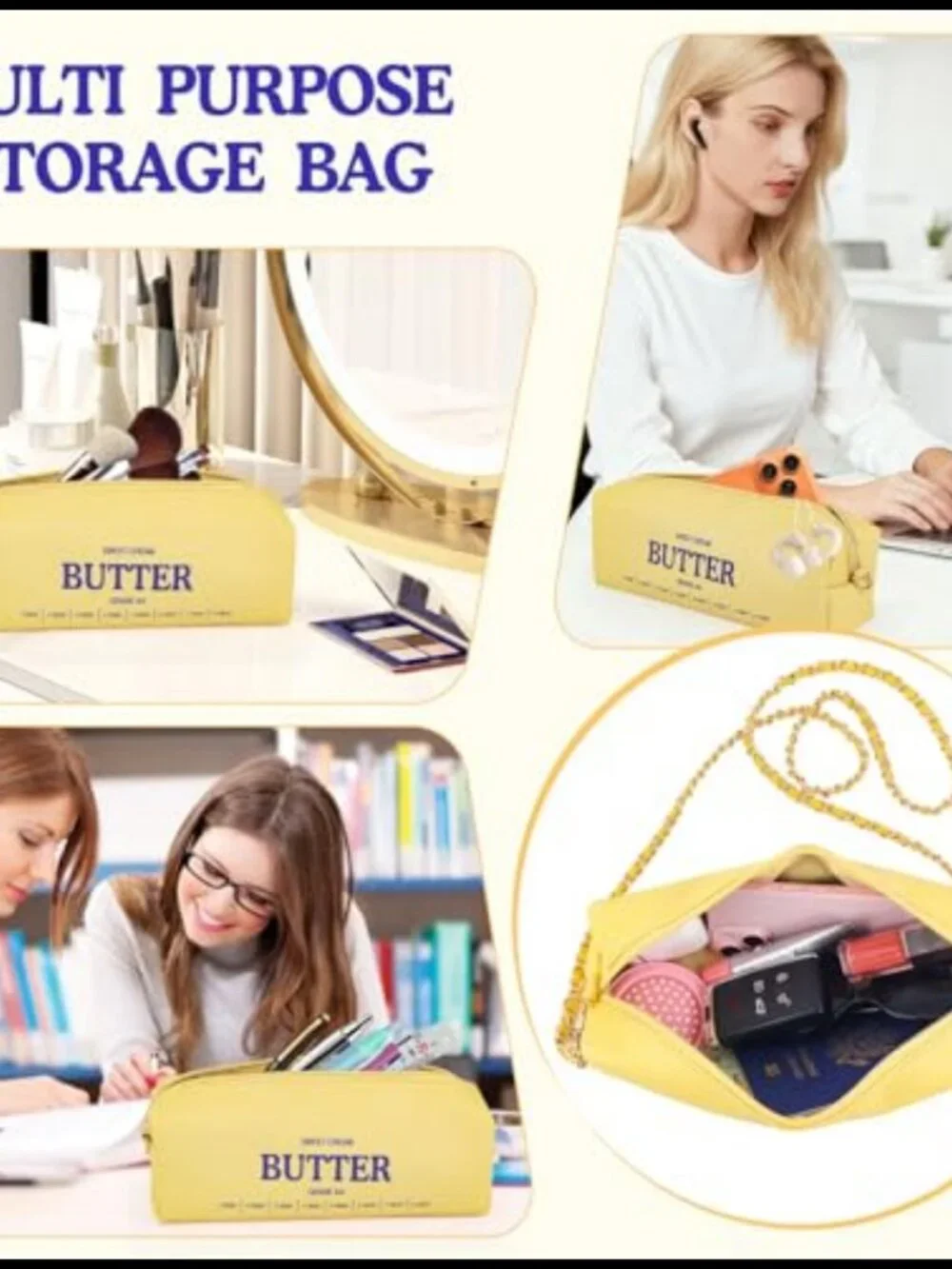 Funny Butter Stick Crossbody Bag PU Leather Shoulder Purse Gold Chain